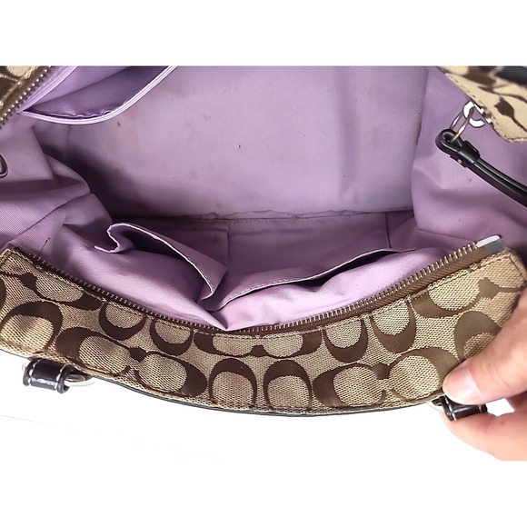 Coach Signature Pleated Gallery Tote Handbag F14281 Missing Bag Tag - Picture 12 of 14